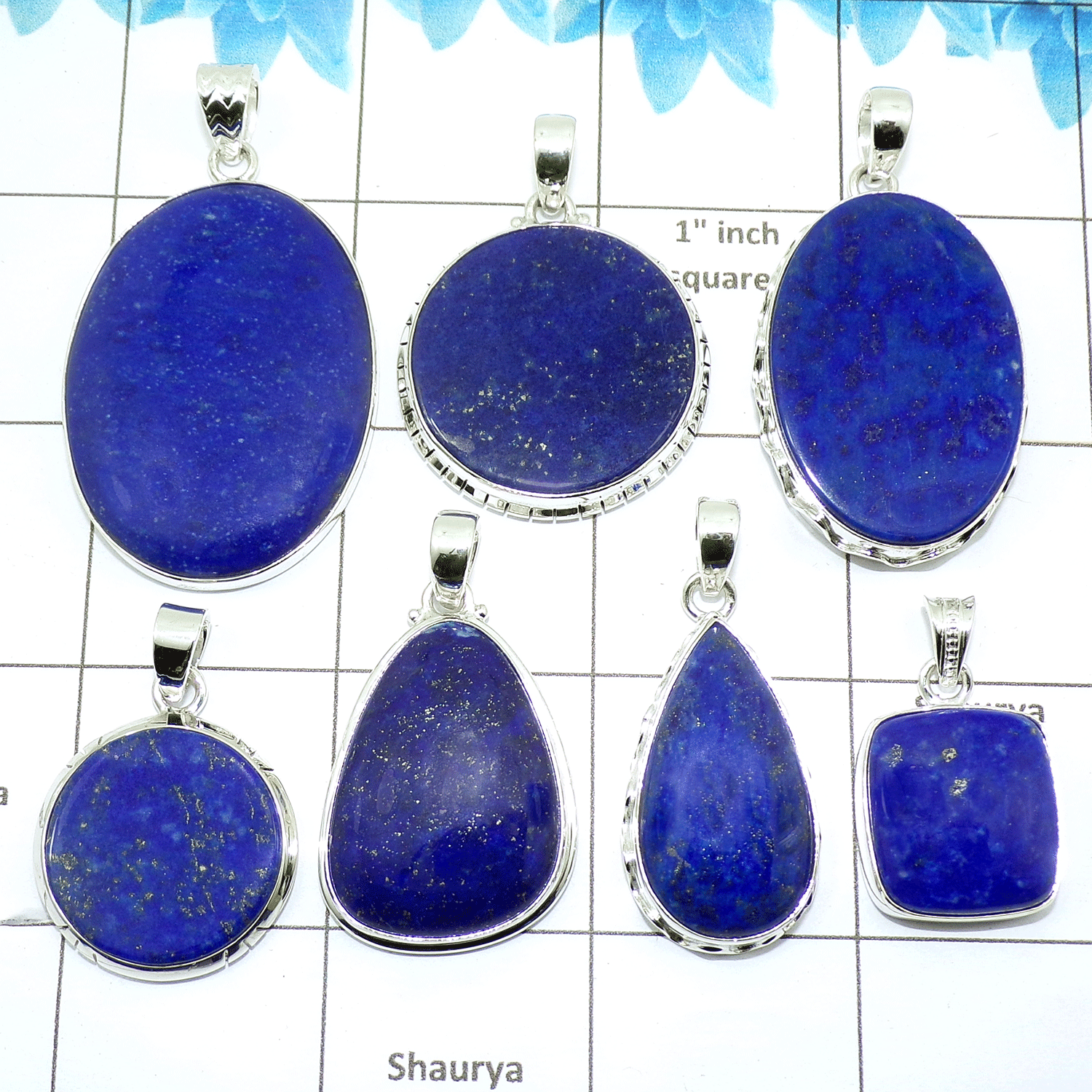 100 Grams Lapis Lazuli Pendants G - WBP100LP - Assorted 925 Silver Pendants